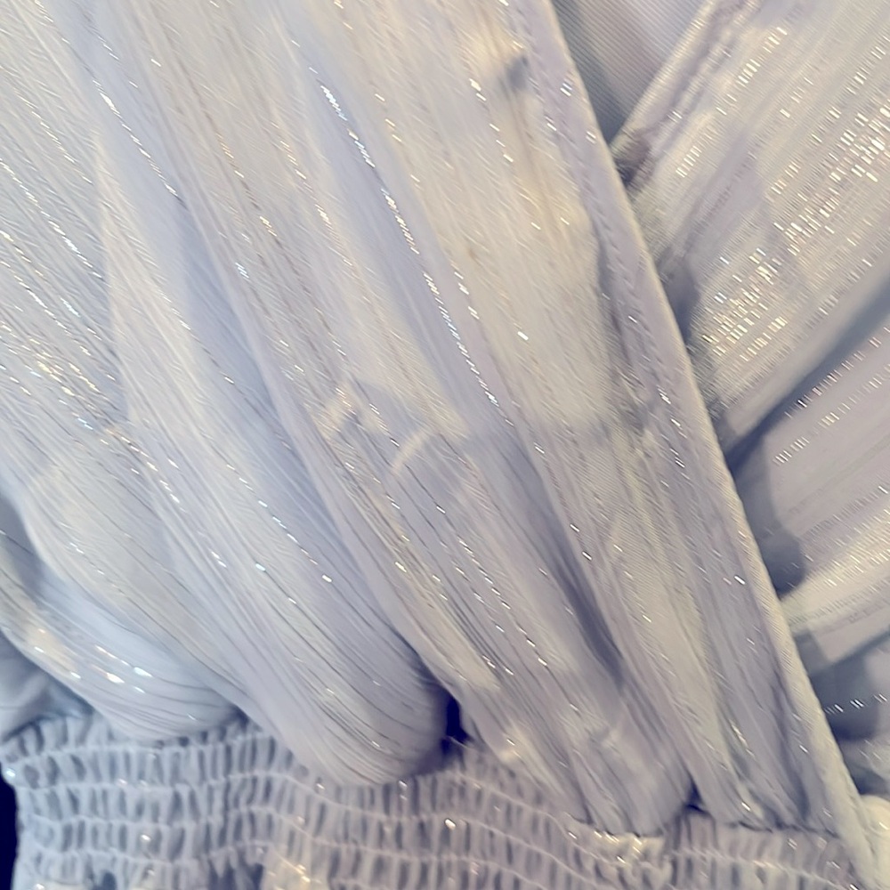 Altar’d State XS Blue Long Sleeve Dress with Silver thread throughout. Like New - Picture 13 of 16